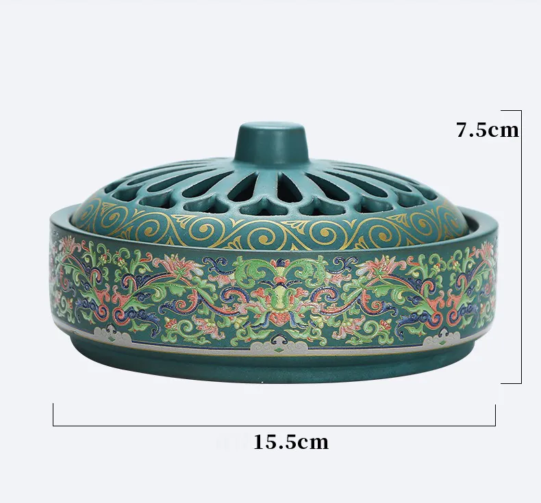 NingNatural Extra Large Floral Ceramic Incense Burner - Fits 12cm Molds 3