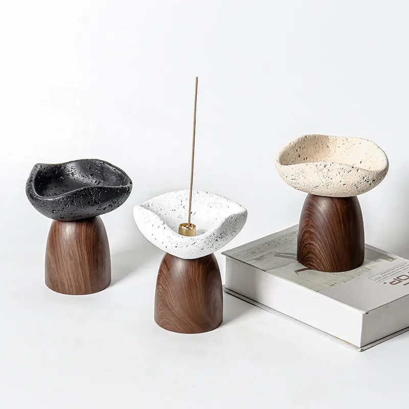 Cross-Border Light Luxury Cement Home Wabi-Sabi Style Incense Holder Indoor Desktop Aromatherapy Incense Burner Incense Base Small Ornaments 3