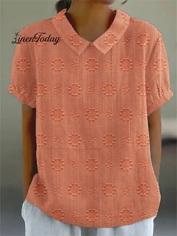Women's Casual Cotton And Linen Shirt
