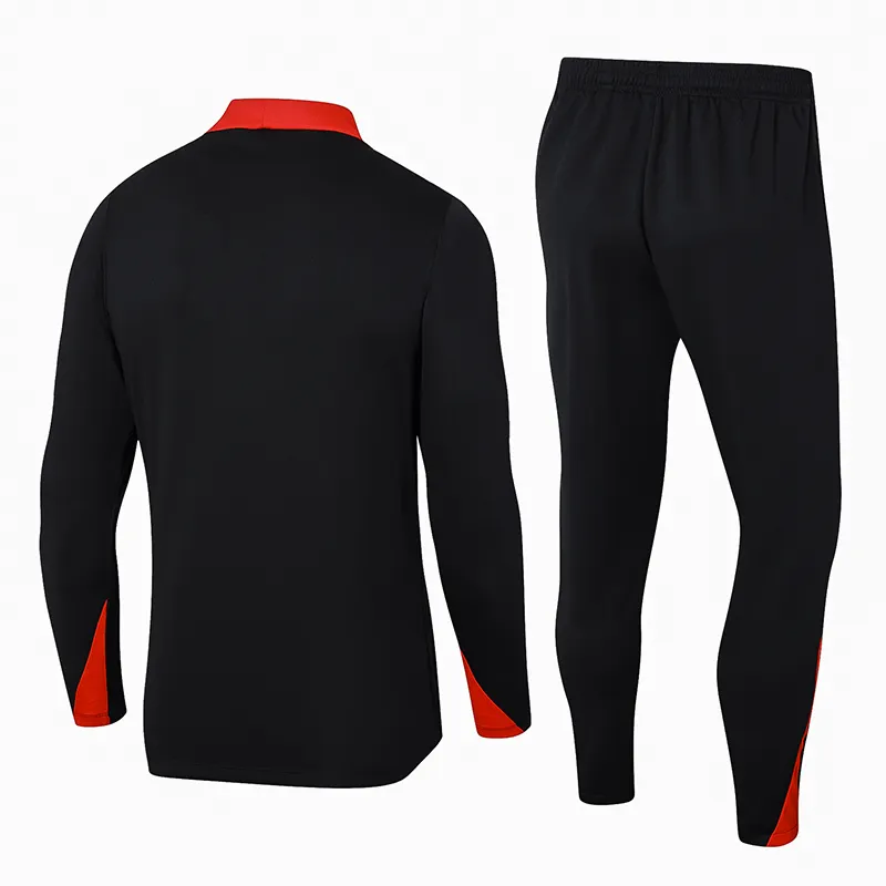 2024-2025 Portugal Half-Pull Training Suit Black Football Shirt Set