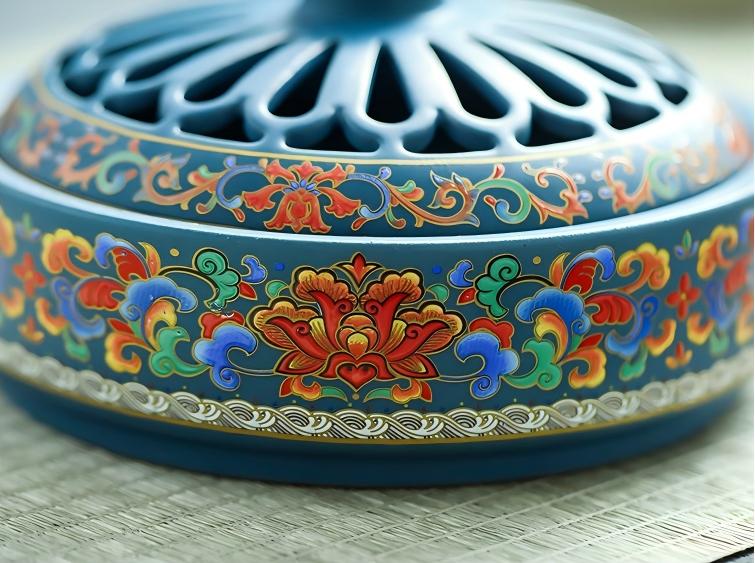 NingNatural Extra Large Floral Ceramic Incense Burner - Fits 12cm Molds 11