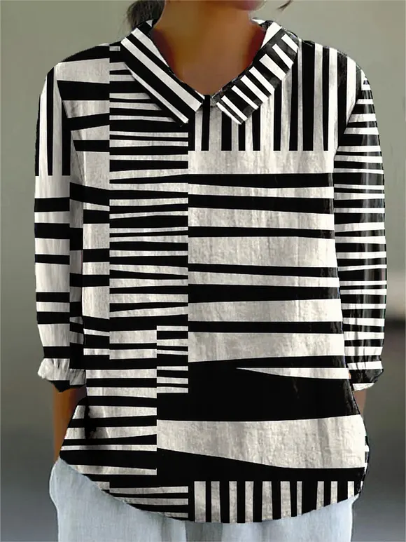 Abstract Stripe Design Printed Dress for Women