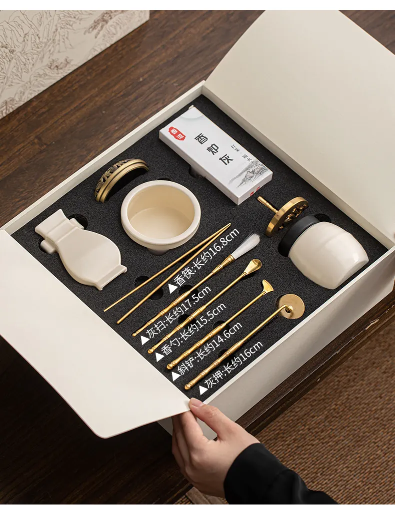 Premium White Ceramic Incense Seal Kit with Powder Jar 13