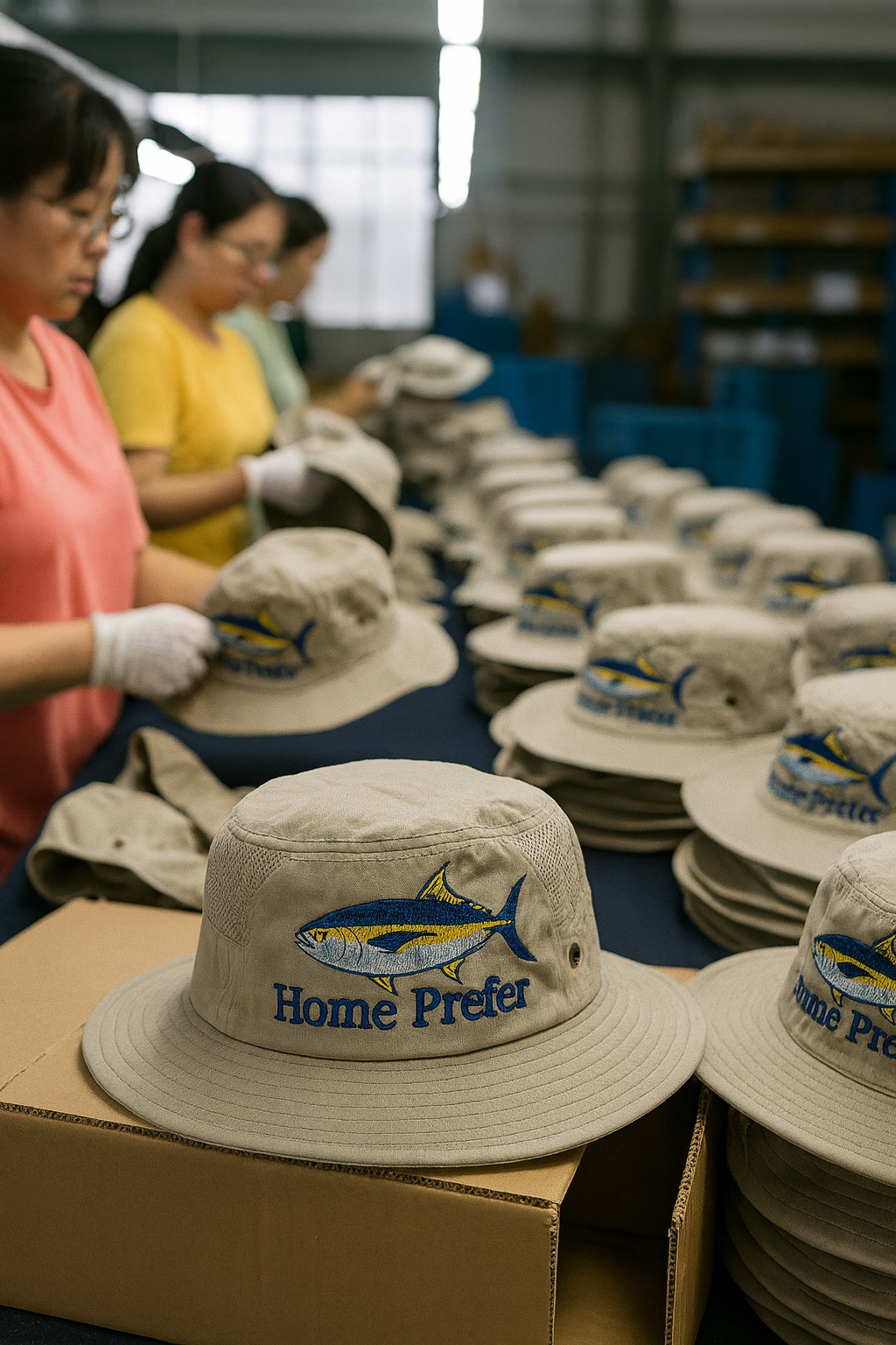 QC inspector checking logo size and position