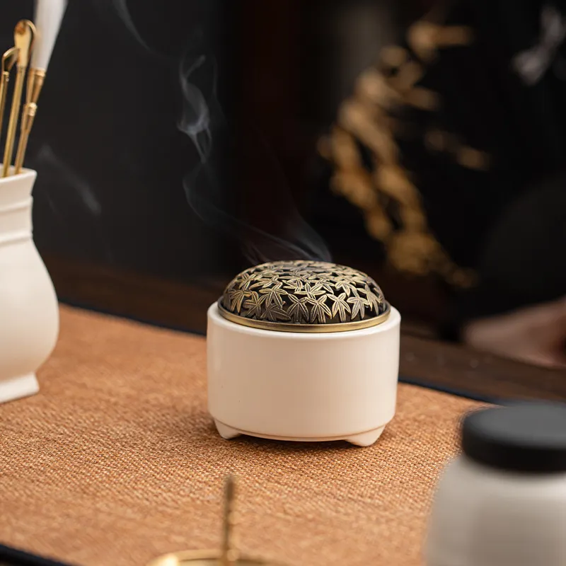 Premium White Ceramic Incense Seal Kit with Powder Jar 6