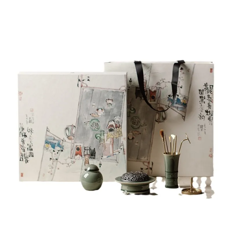 Jade-Glazed Incense Powder Kit with Floral Openwork Lid 8