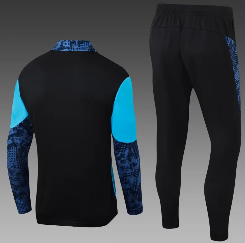 2025/2026 Olympique de Marseille Half-Pull Training Suit Blue Football Jersey Set