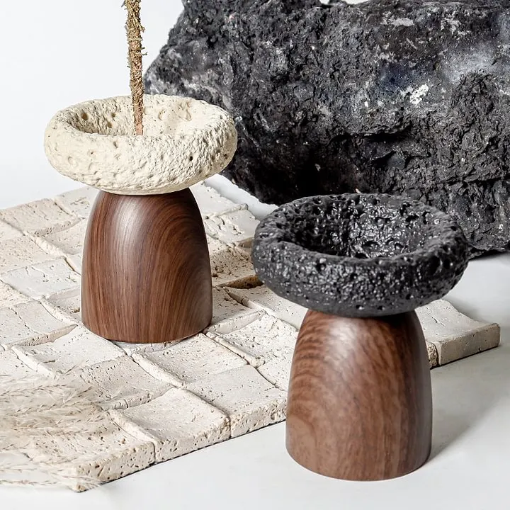 Cross-Border Light Luxury Cement Home Wabi-Sabi Style Incense Holder Indoor Desktop Aromatherapy Incense Burner Incense Base Small Ornaments 18