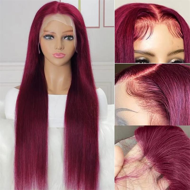 [30Inch for Only $119] Hot Star 13x6 HD Lace Front Wig Human Hair Wigs 99J Red Burgundy Colored 13x4 HD Transparent Ginger Blonde Pre Plucked Lace Frontal P4/27 Highlight Human Hair Straight Wigs Honey Blonde Body Wave Wigs