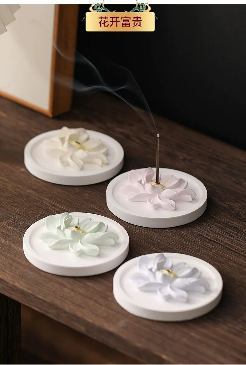 New Creative Home Indoor Incense Burner Incense Lotus Incense Holder Incense Base Purifying Air Tea Table Aromatherapy Ornaments 16