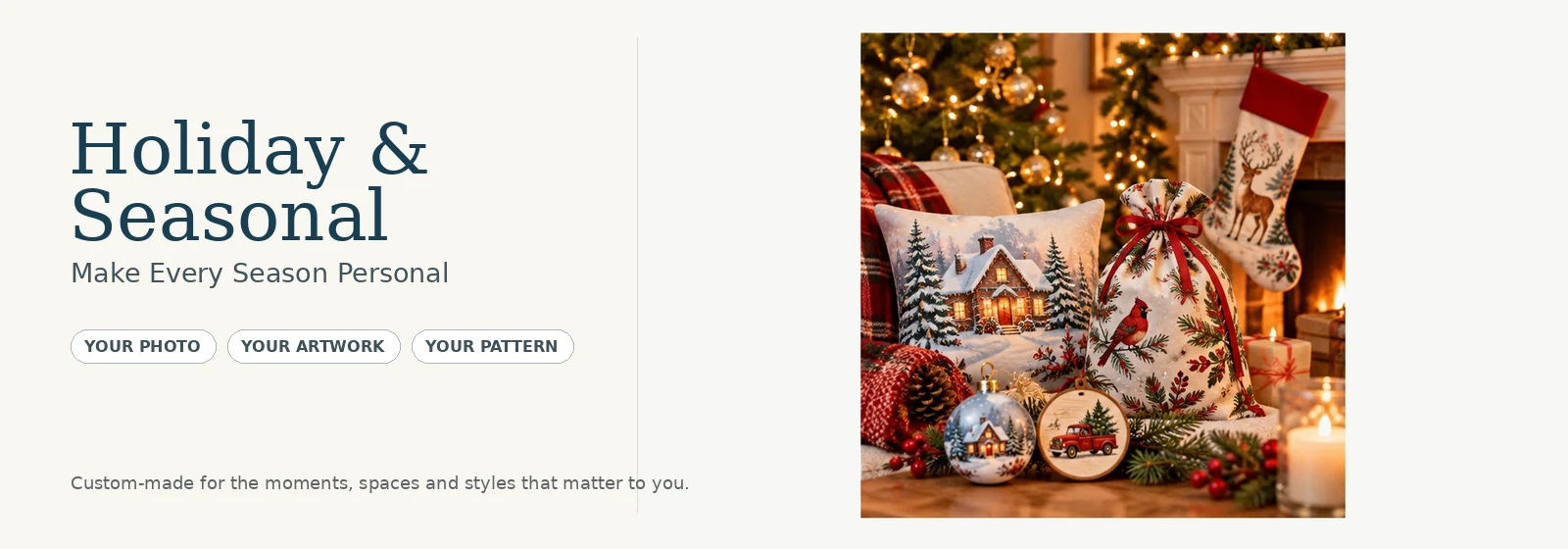 Personalized holiday decor with custom ornaments stockings and gifts