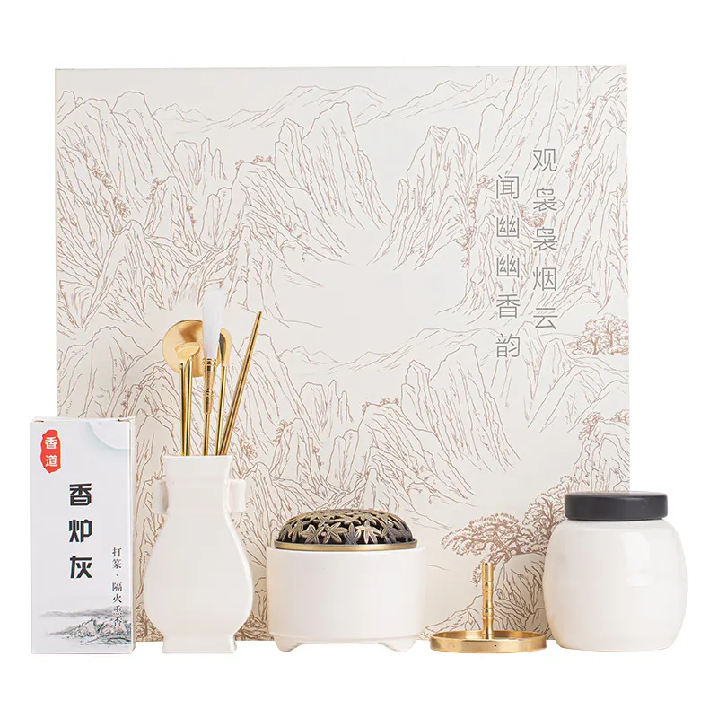 Premium White Ceramic Incense Seal Kit with Powder Jar 9