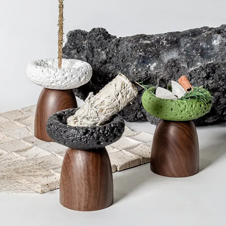 Cross-Border Light Luxury Cement Home Wabi-Sabi Style Incense Holder Indoor Desktop Aromatherapy Incense Burner Incense Base Small Ornaments 19