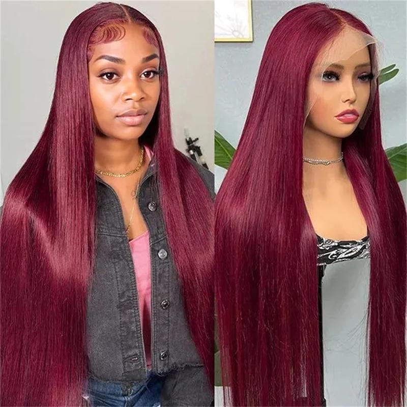 [30Inch for Only $119] Hot Star 13x6 HD Lace Front Wig Human Hair Wigs 99J Red Burgundy Colored 13x4 HD Transparent Ginger Blonde Pre Plucked Lace Frontal P4/27 Highlight Human Hair Straight Wigs Honey Blonde Body Wave Wigs