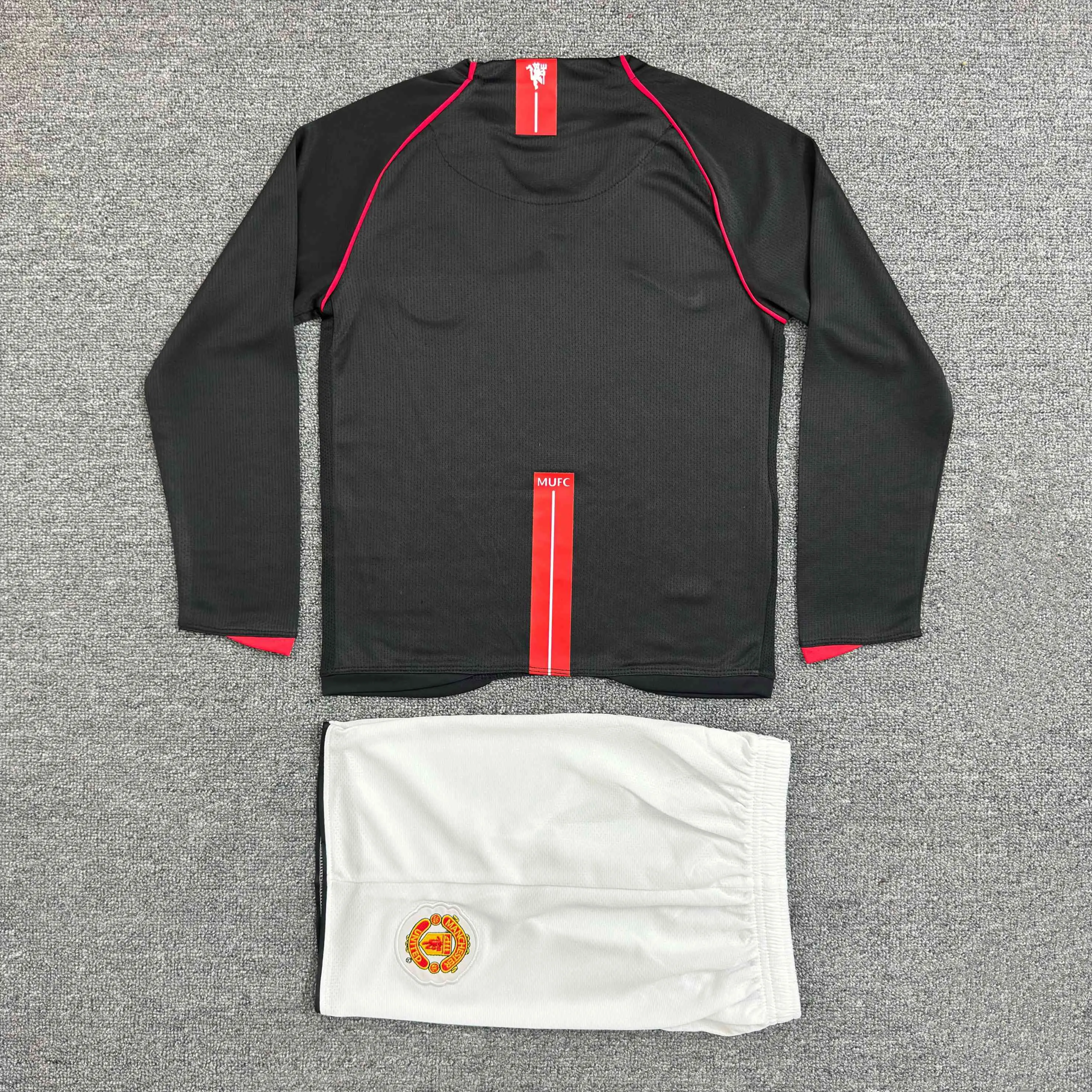 2007/2008 Retro Long Sleeve Manchester United Third Away Football Shirt 1:1 Thai Quality Kids Size