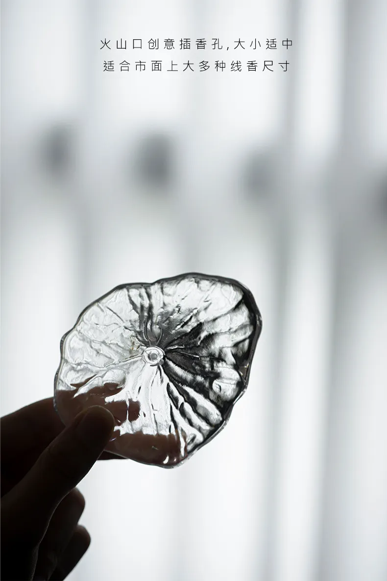 New Crystal Glass Incense Holder with Fuji Mountain Design, Transparent Incense Burner, Home Zen Ornament with Lid 17