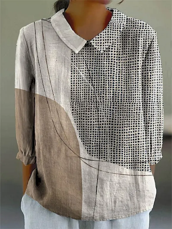 Artistic Abstract Print Cotton Dress for Women