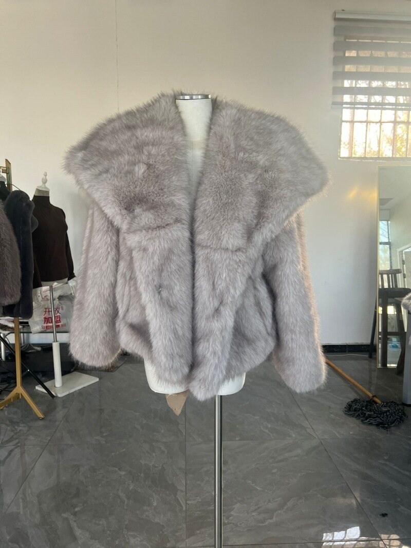 Amazon European and American Cross-Border Wholesale 2025 Autumn and Winter Women's Pure Color Artificial Fur Lapel Outwear Women's Outwear