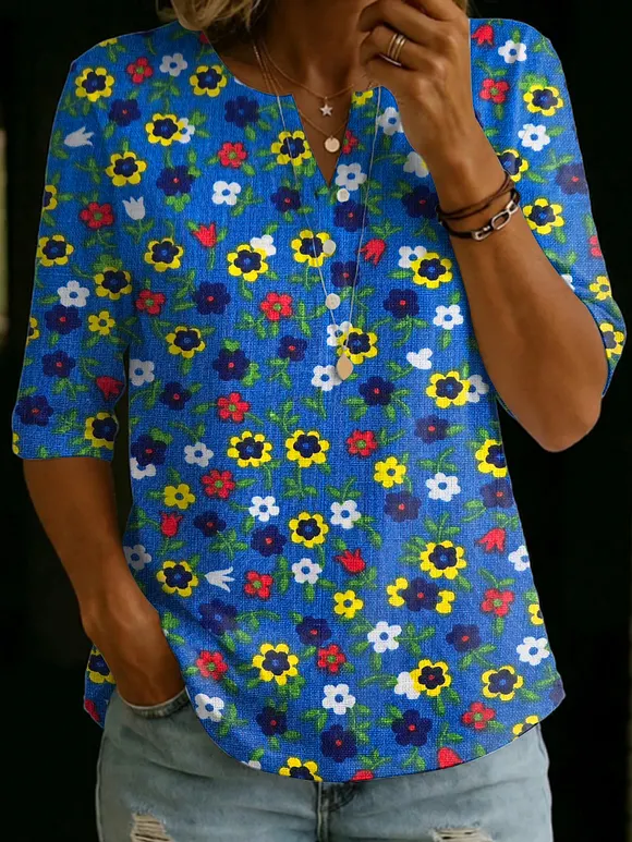 Fun Little Flower Decorative Patterns Polo Collar Shirt