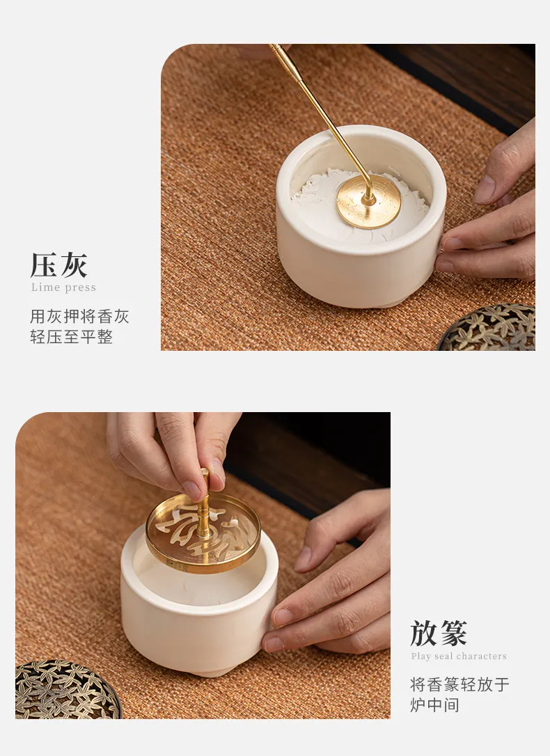 Premium White Ceramic Incense Seal Kit with Powder Jar 19