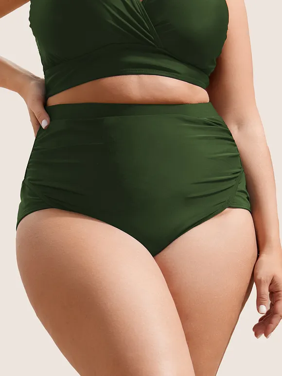 Plain Patchwork Ruched Swim Bottom