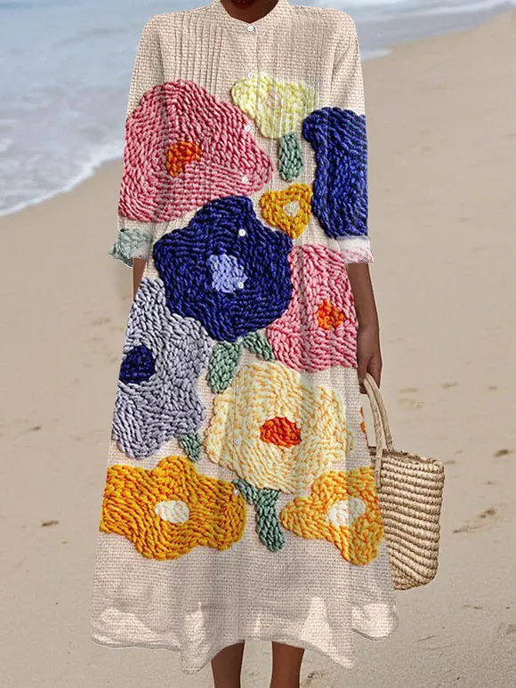 Women's Vintage Floral Art Print Dress