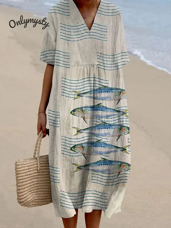 Women's  Fish  Art Print  Casual Dress