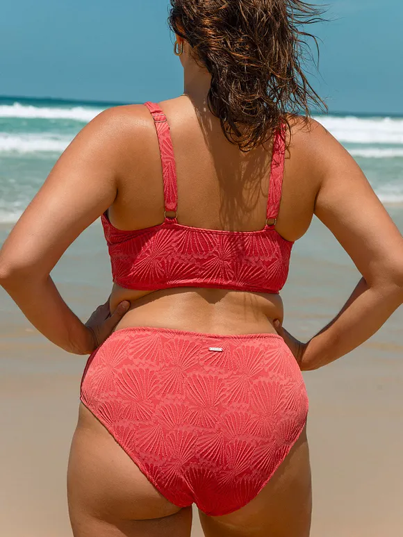 Red Jacquard Plus Size Bikini Bottom