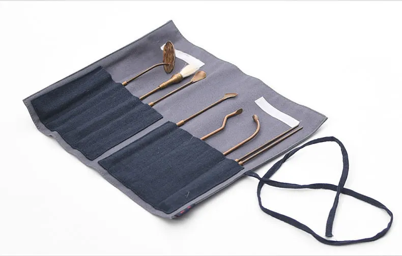 Vintage Style Incense Ceremony Kit - 6 Essential Copper Tools & Organizer 6