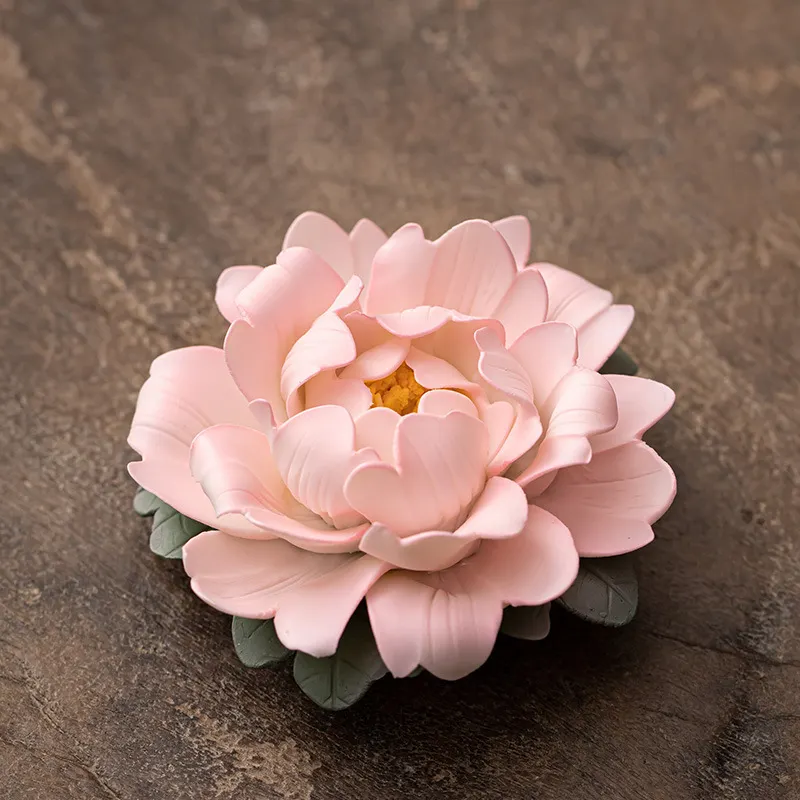 Creative Ceramic Hand Kneading Peony Flower Incense Insert Home Line Incense Base Living Room Tea Room Decoration Crafts Line Incense Insert Incense Burners