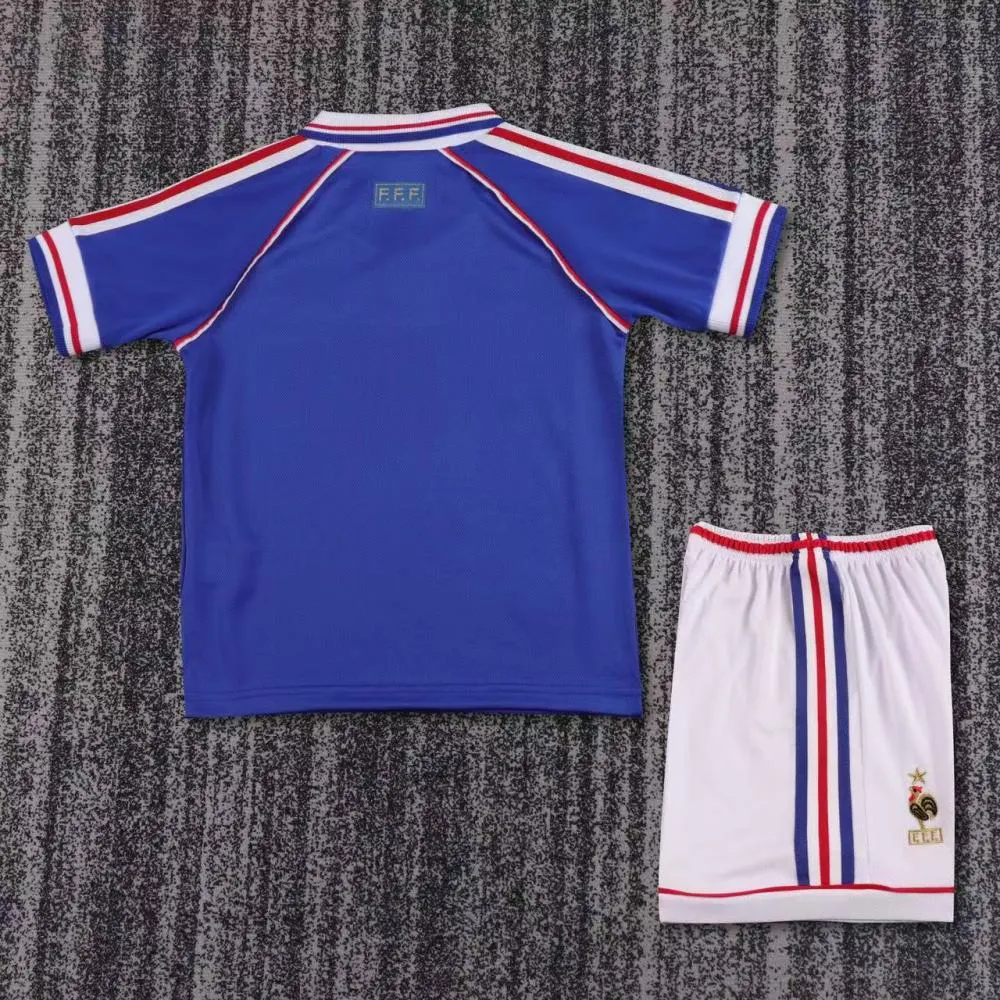 1998 Retro France Home Football Shirt 1:1 Thai Quality Kids Size