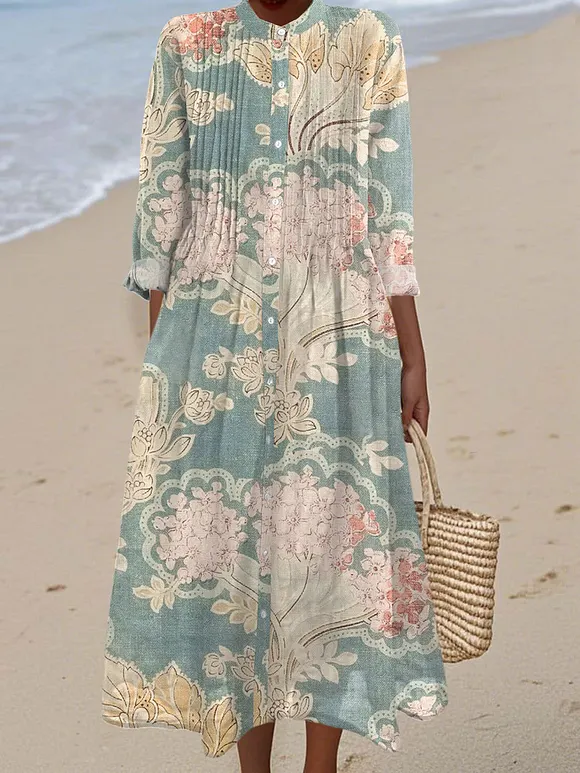 Women's Vintage Floral Art Print Dress