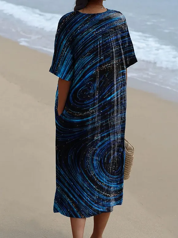 Women's Abstrct Art Print Flowy Dress