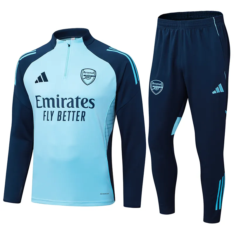 2025/2026 Arsenal Half-Pull Training Suit Light Blue Football Shirt 1:1 Thai Quality Set