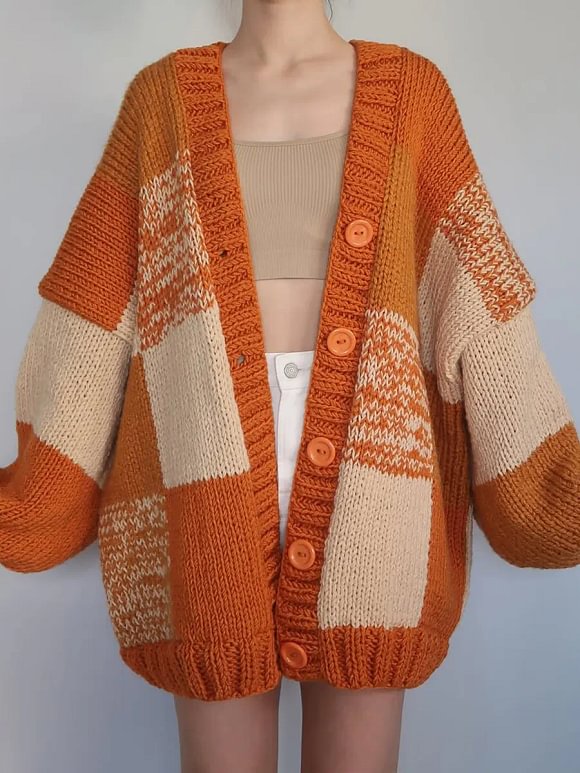 Women's Cozy Loose Plaid Cardigan