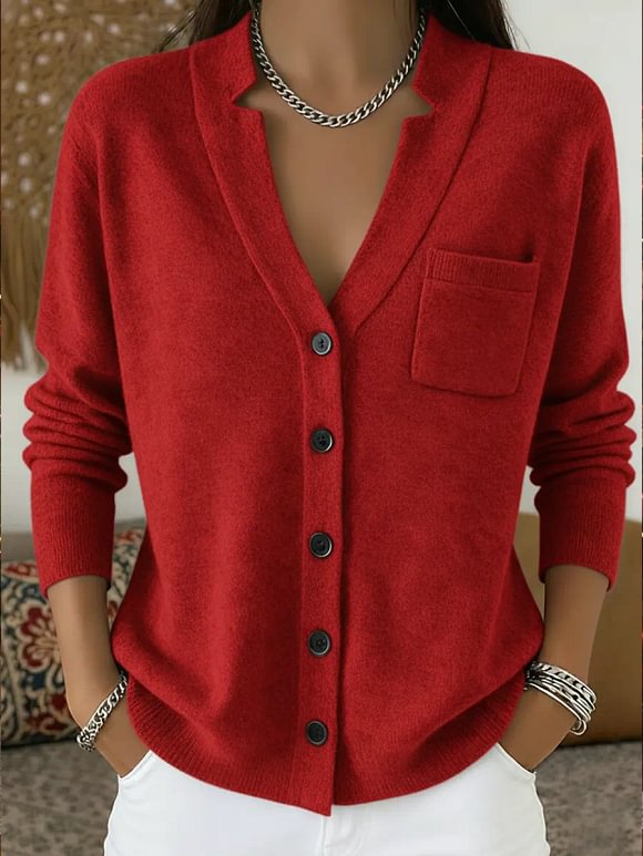 Women's Solid Color Comfortable Cardigan Sweater