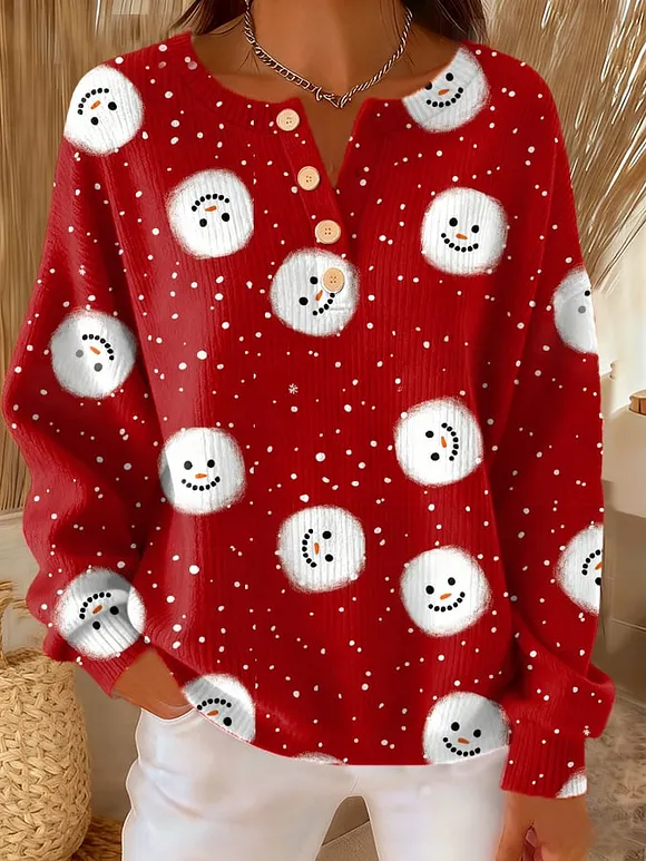 Women's Christmas button knitted top