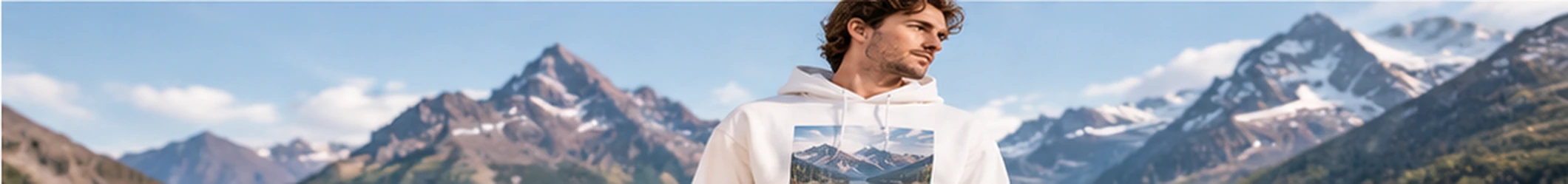 Custom hoodies banner featuring a personalized mountain landscape hoodie outdoors