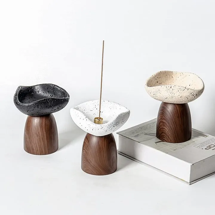 Cross-Border Light Luxury Cement Home Wabi-Sabi Style Incense Holder Indoor Desktop Aromatherapy Incense Burner Incense Base Small Ornaments 13