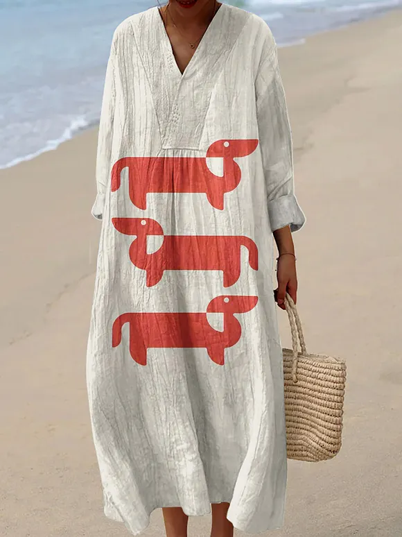 Women's Vintage Dachshund Dog Art Print Dress