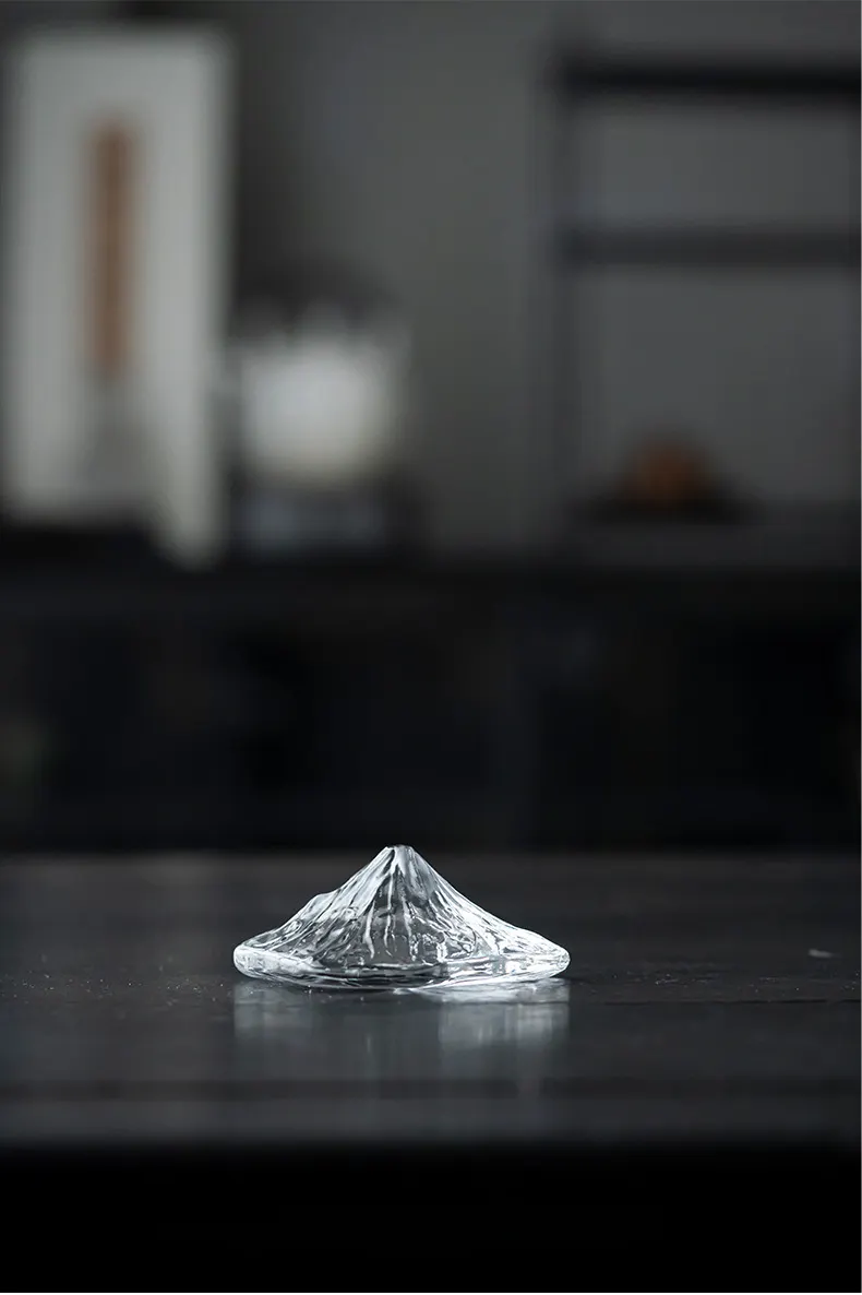 New Crystal Glass Incense Holder with Fuji Mountain Design, Transparent Incense Burner, Home Zen Ornament with Lid 10