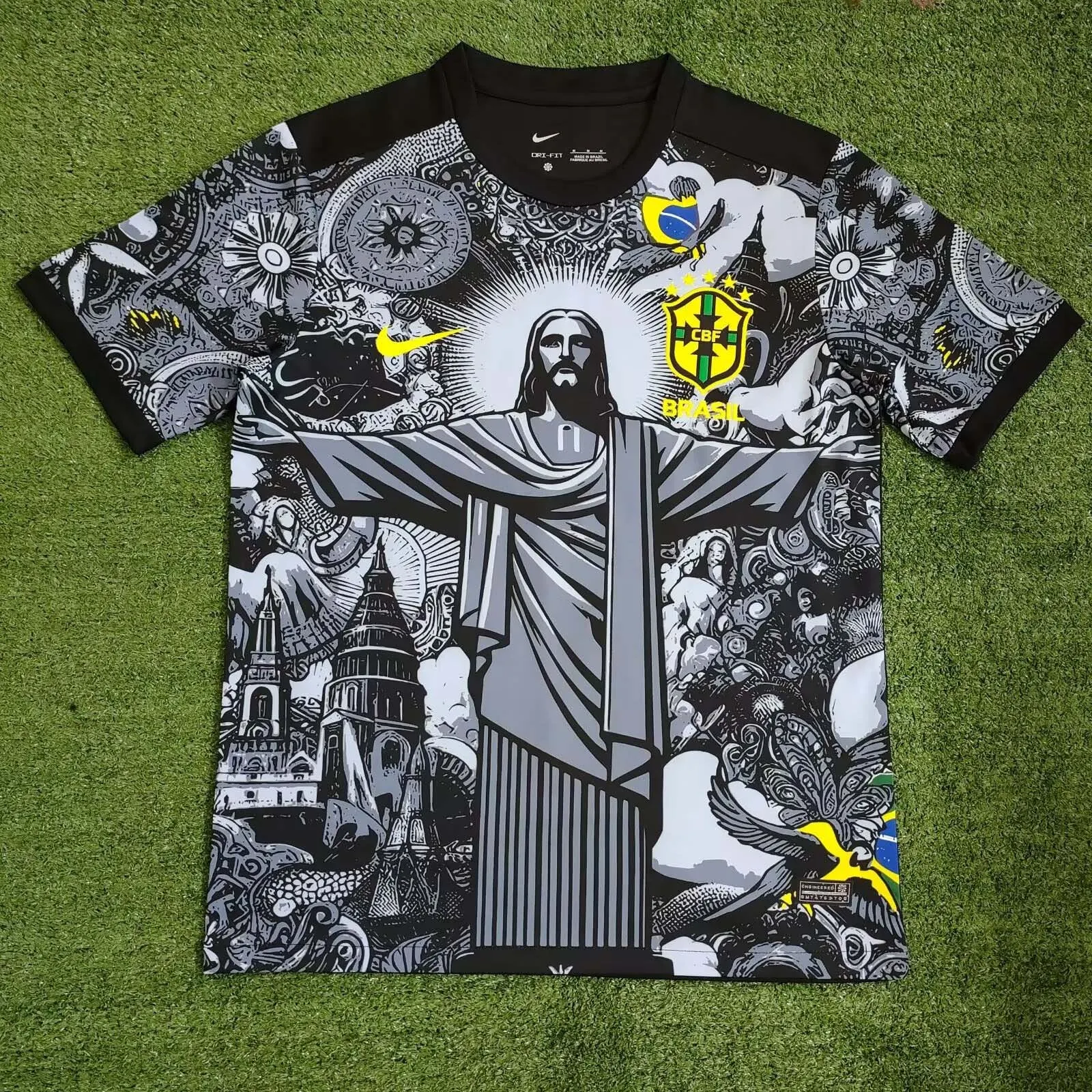2024-2025 Brazil Special Edition Jesus Black Gray Soccer Jersey