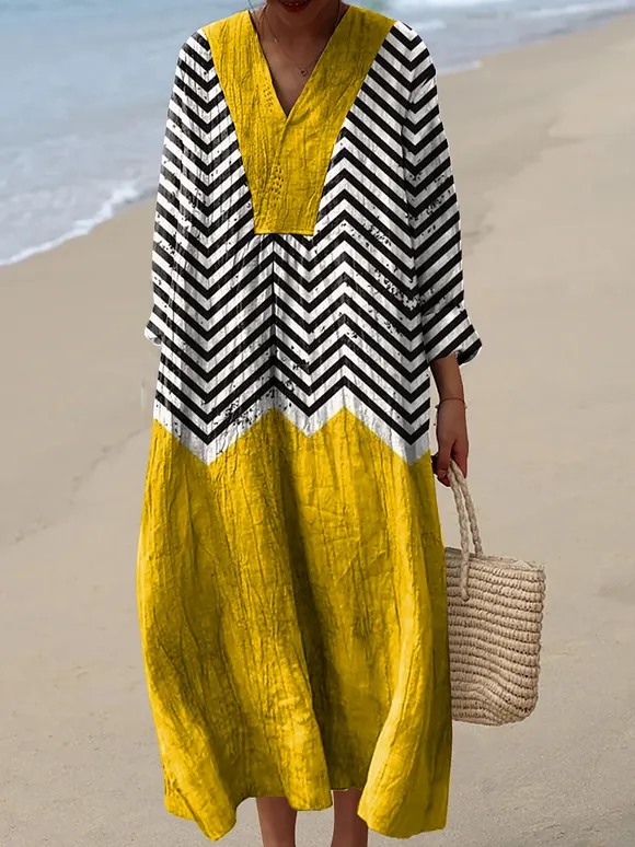Dress with Asymmetrical Geometric Artistic Print