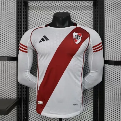2025/2026 Long Sleeve Player Version River Plate Home Football Jersey 1:1 Thai Quality