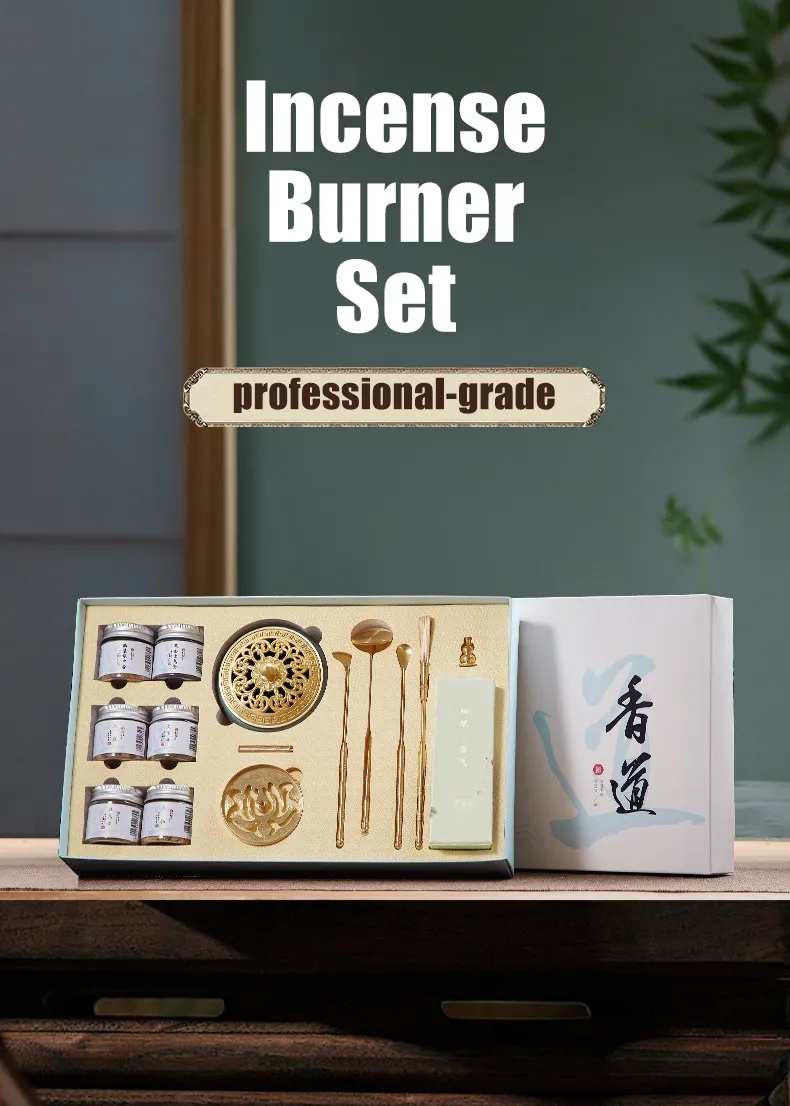 Professional Brass Incense Burner Kit - Lotus Powder Incense Set 10