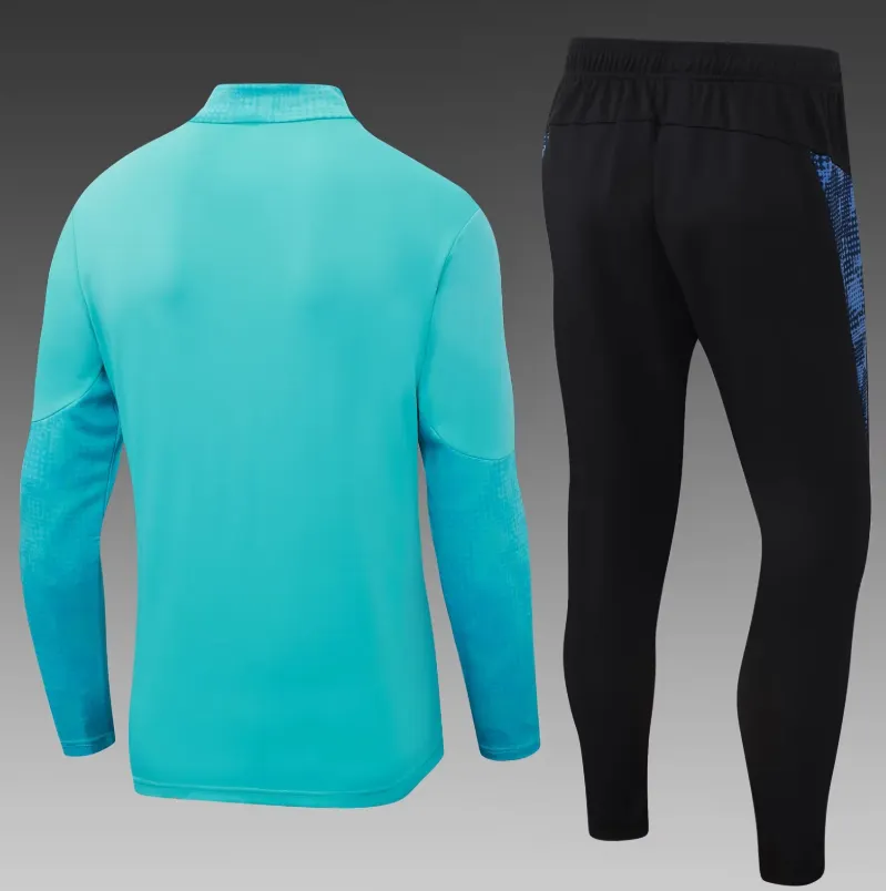 2025/2026 Olympique de Marseille Half-Pull Training Suit Light blue Football Jersey Set