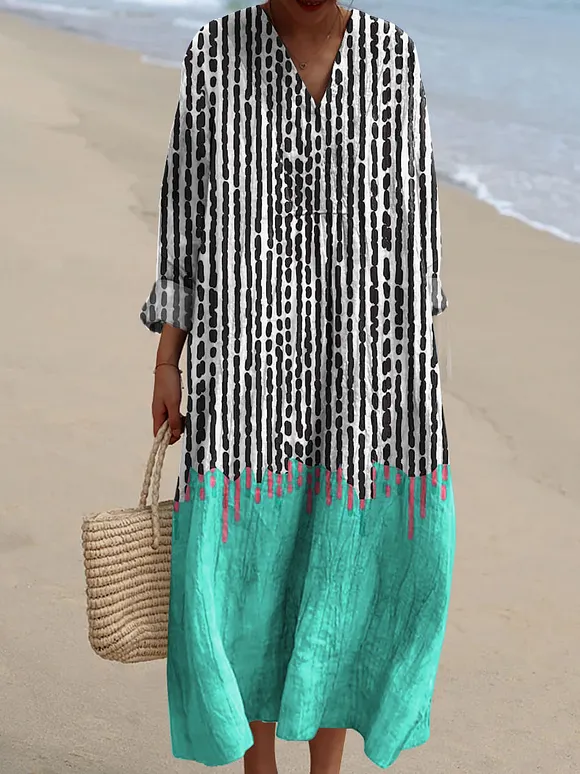 Women's Colorful Abstract Geometric Art Print Dress