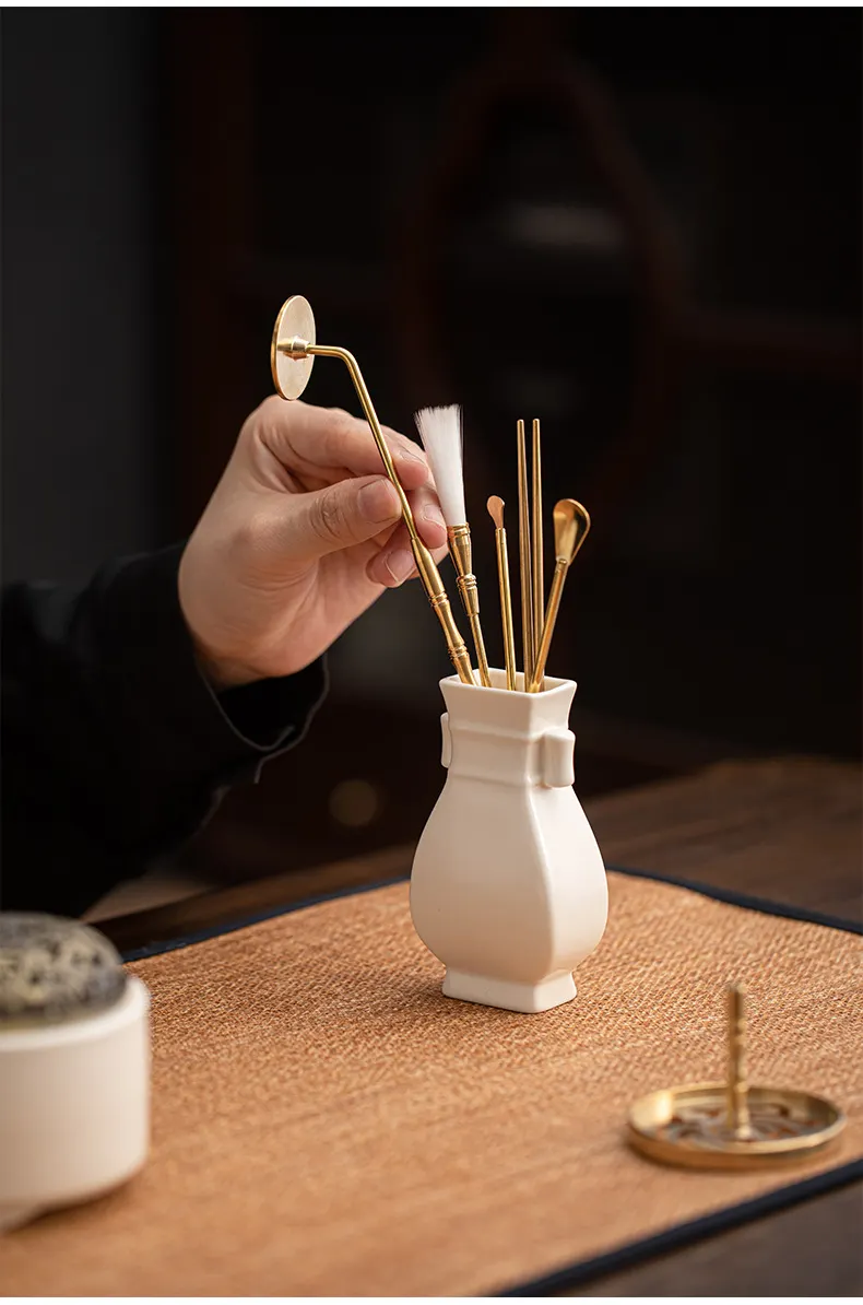 Premium White Ceramic Incense Seal Kit with Powder Jar 14