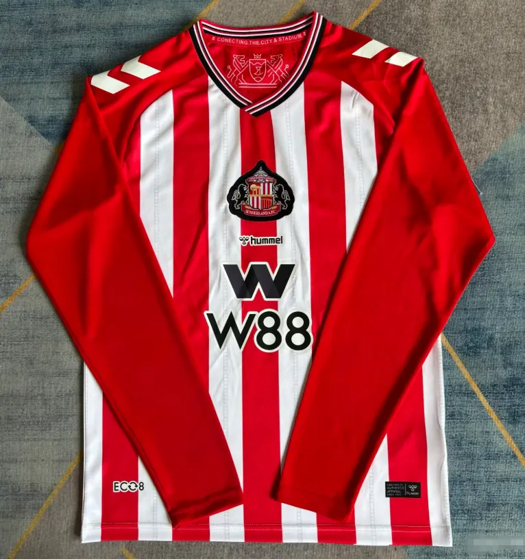 2025/2026 Long Sleeve Sunderland AFC Home Football Jersey 1:1 Thai Quality