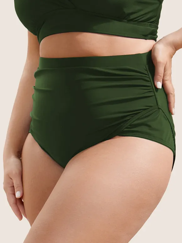 Plain Patchwork Ruched Swim Bottom